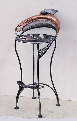 Tabouret de bar poisson (acier & cuivre)